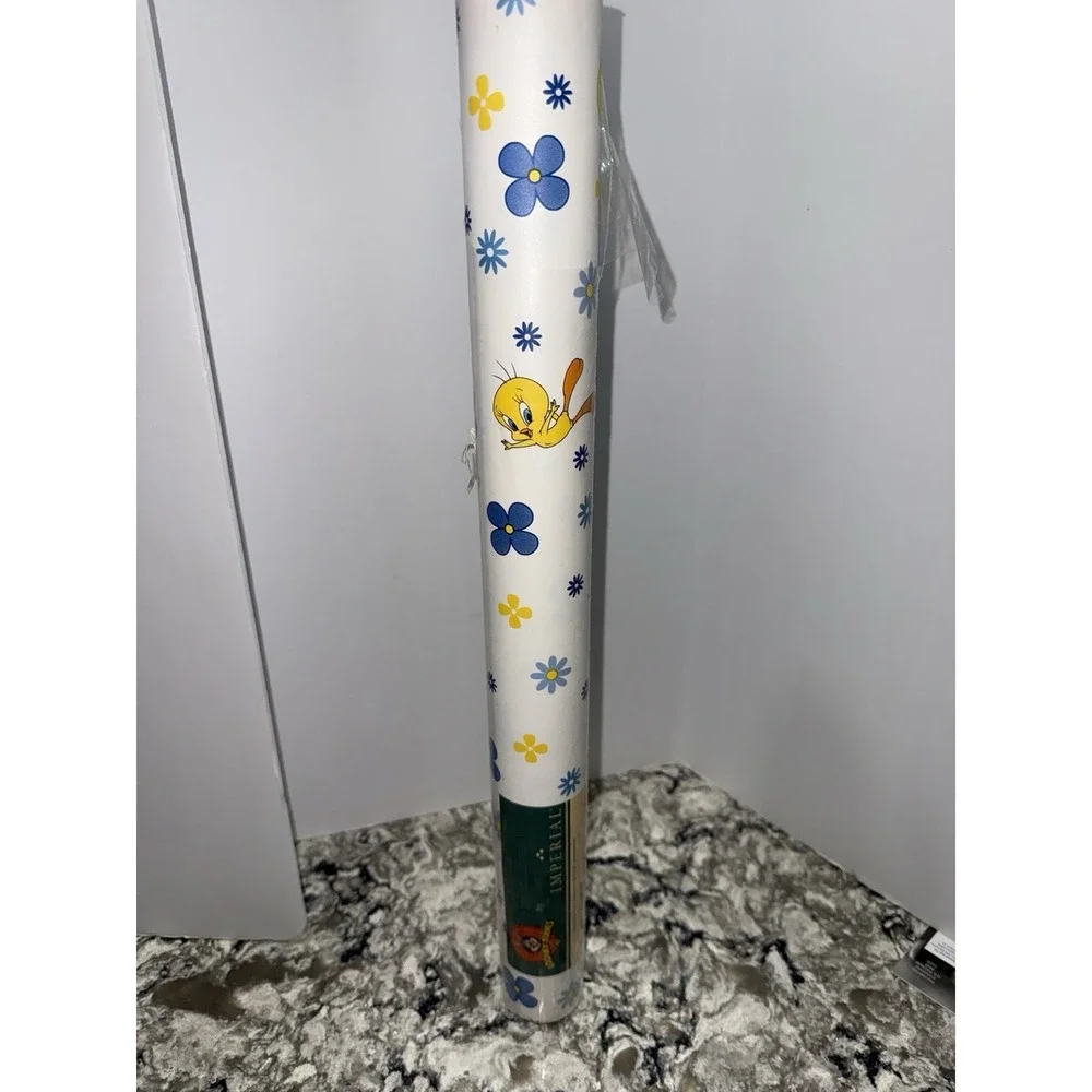 Imperial Wallcoverings Looney Tunes Tweety Blue Flowers Wallpaper Roll VTG ***